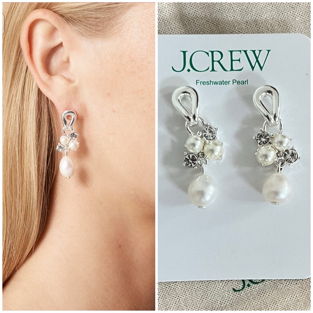 J.Crew Pearl and crystal drop earrings